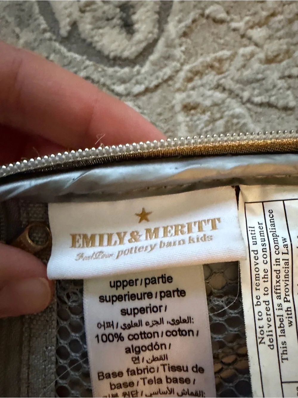 Pottery Barn Kids Pink and Gold Unicorn Lunch Tote